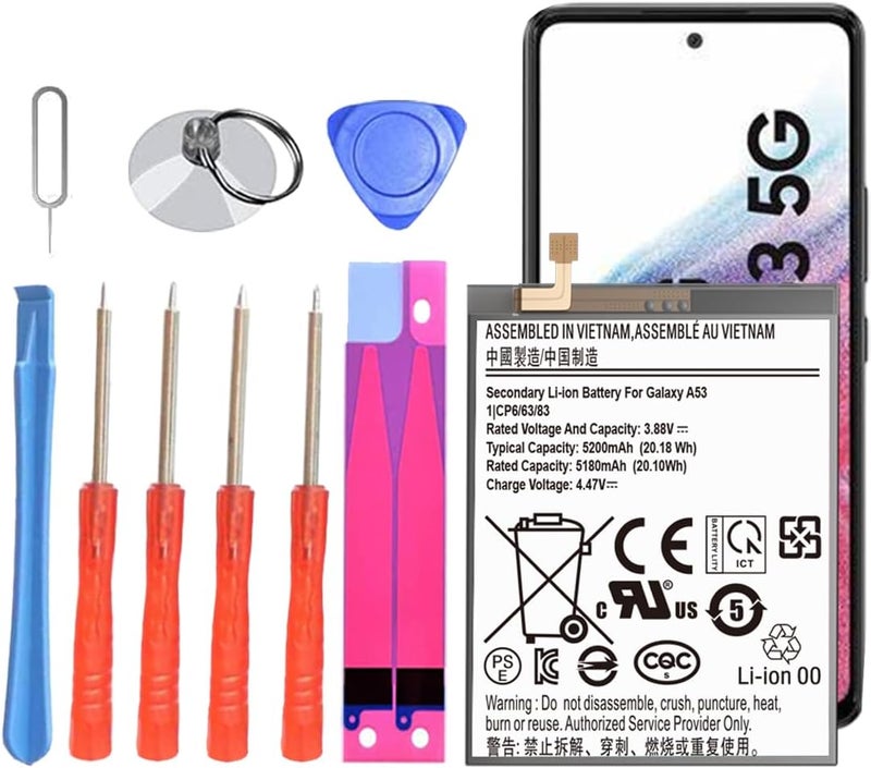 ITMBET Galaxy A53 5G Battery, 5200mAh Upgraded 2024 New 0 Cycle EB-BA336ABY Battery Replacement for Samsung Galaxy A53 5G SM-A536U SM-A536V SM-A5360 with Professional Replacement Tool Kits - Image 1